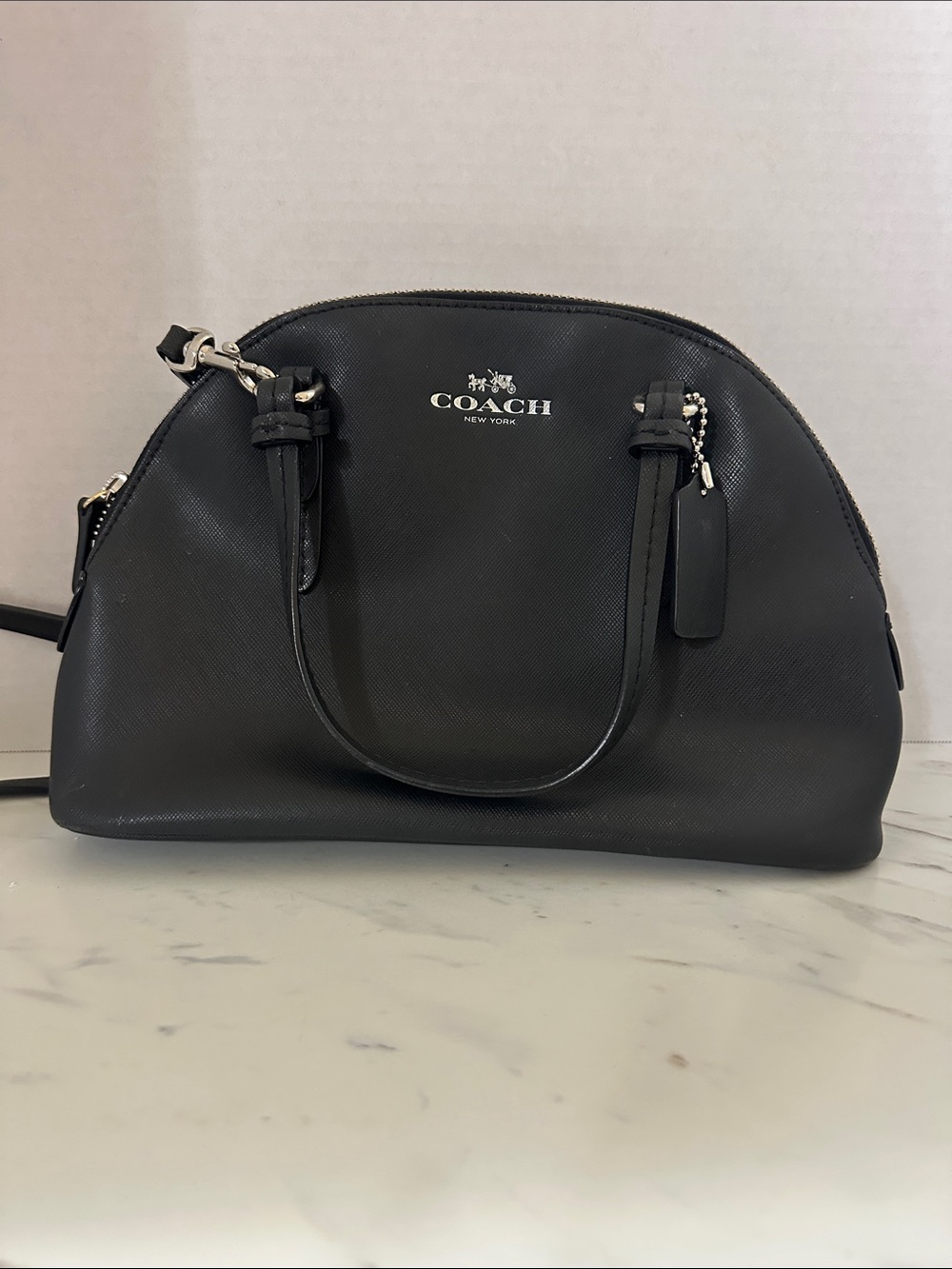 Coach Black Leather Dome Satchel